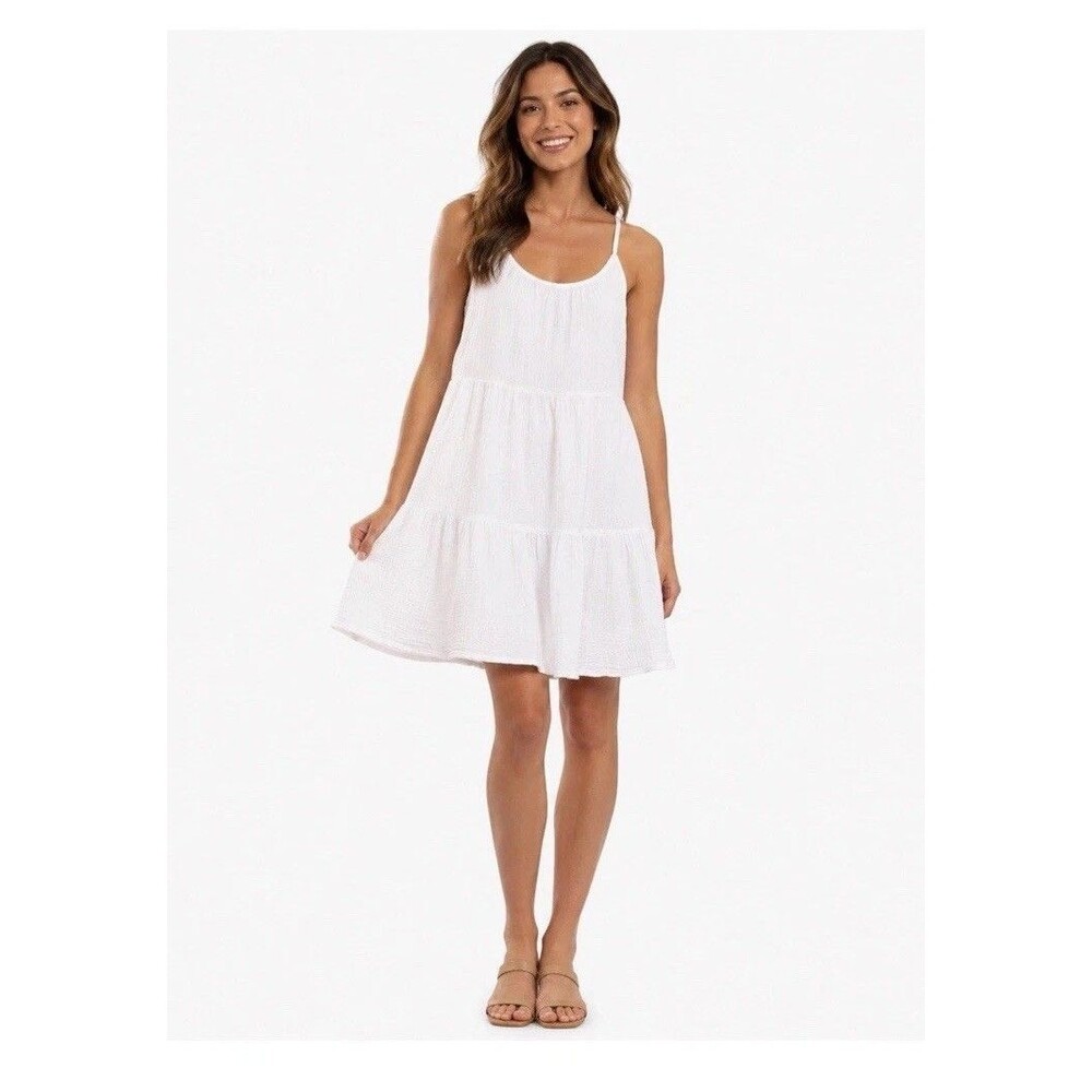 Z Supply Amalia Gauze Mini Dress White Spaghetti Straps Size M Babydoll Coastal